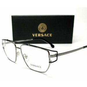 Versace Men's Gunmetal Rectangle Eyeglasses!